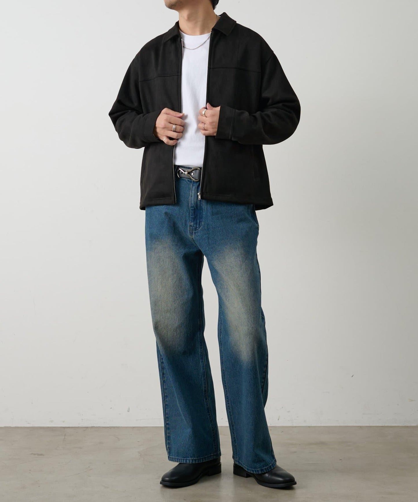 可成套搭配 合成麂皮 拉鍊襯衫夾克