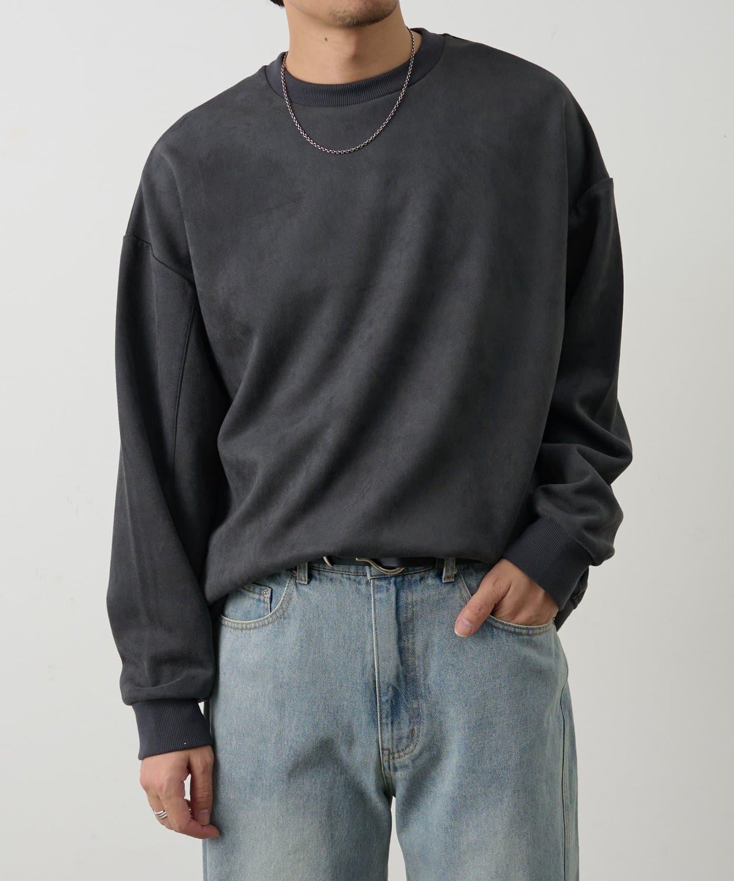 可成套搭配 合成麂皮 圓領 上衣