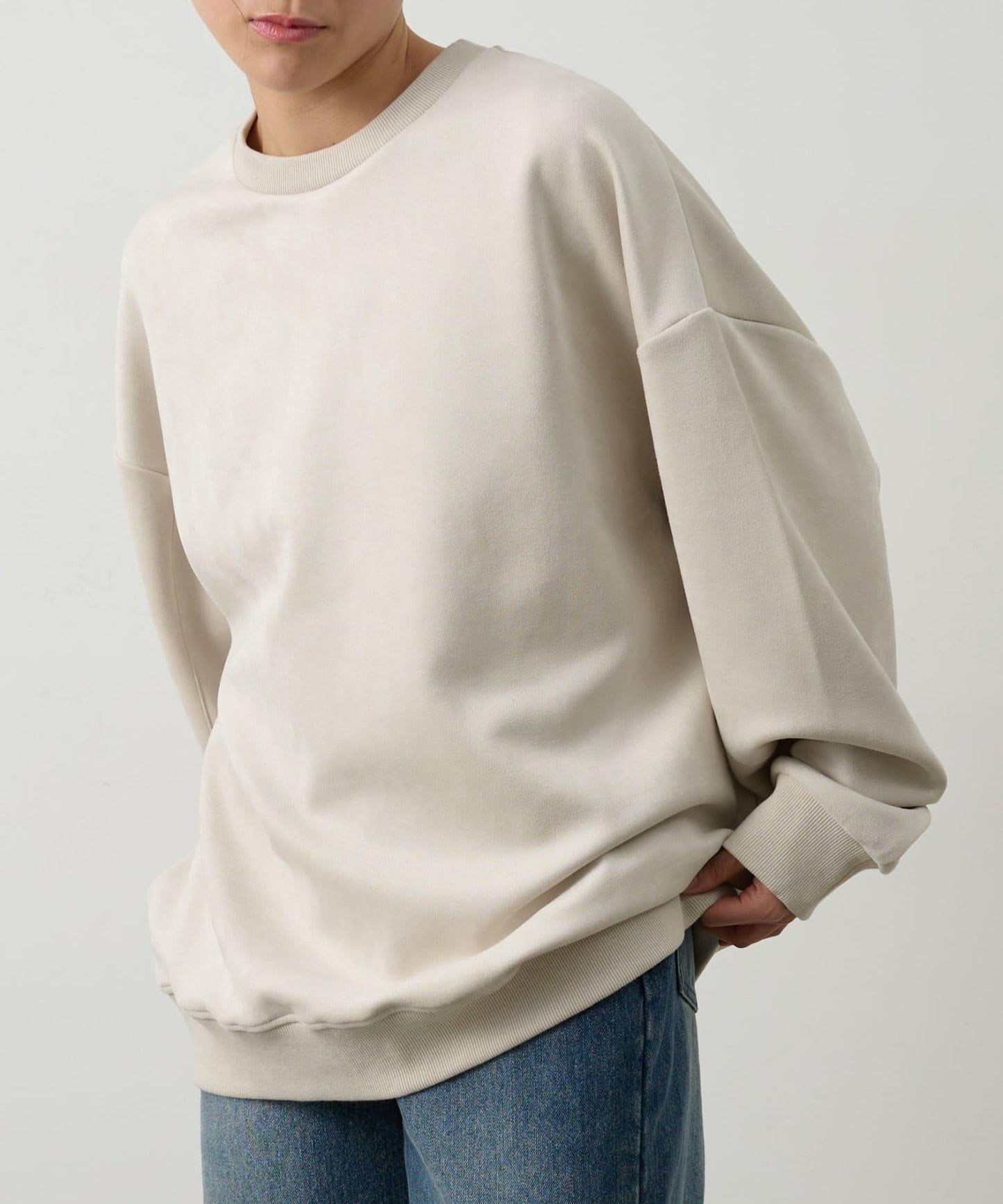 可成套搭配 合成麂皮 圓領 上衣