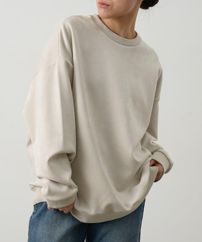 可成套搭配 合成麂皮 圓領 上衣