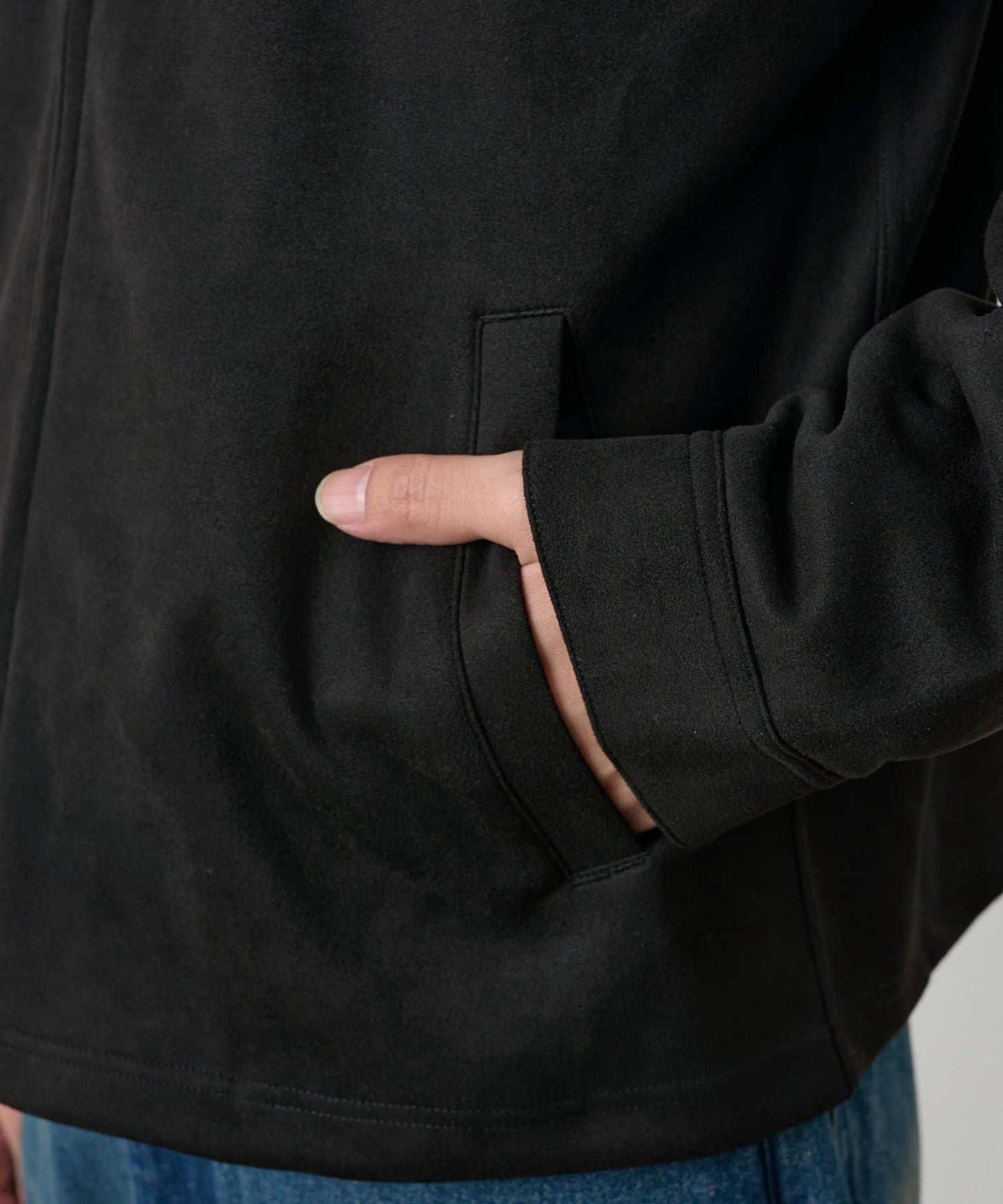 可成套搭配 合成麂皮 拉鍊襯衫夾克