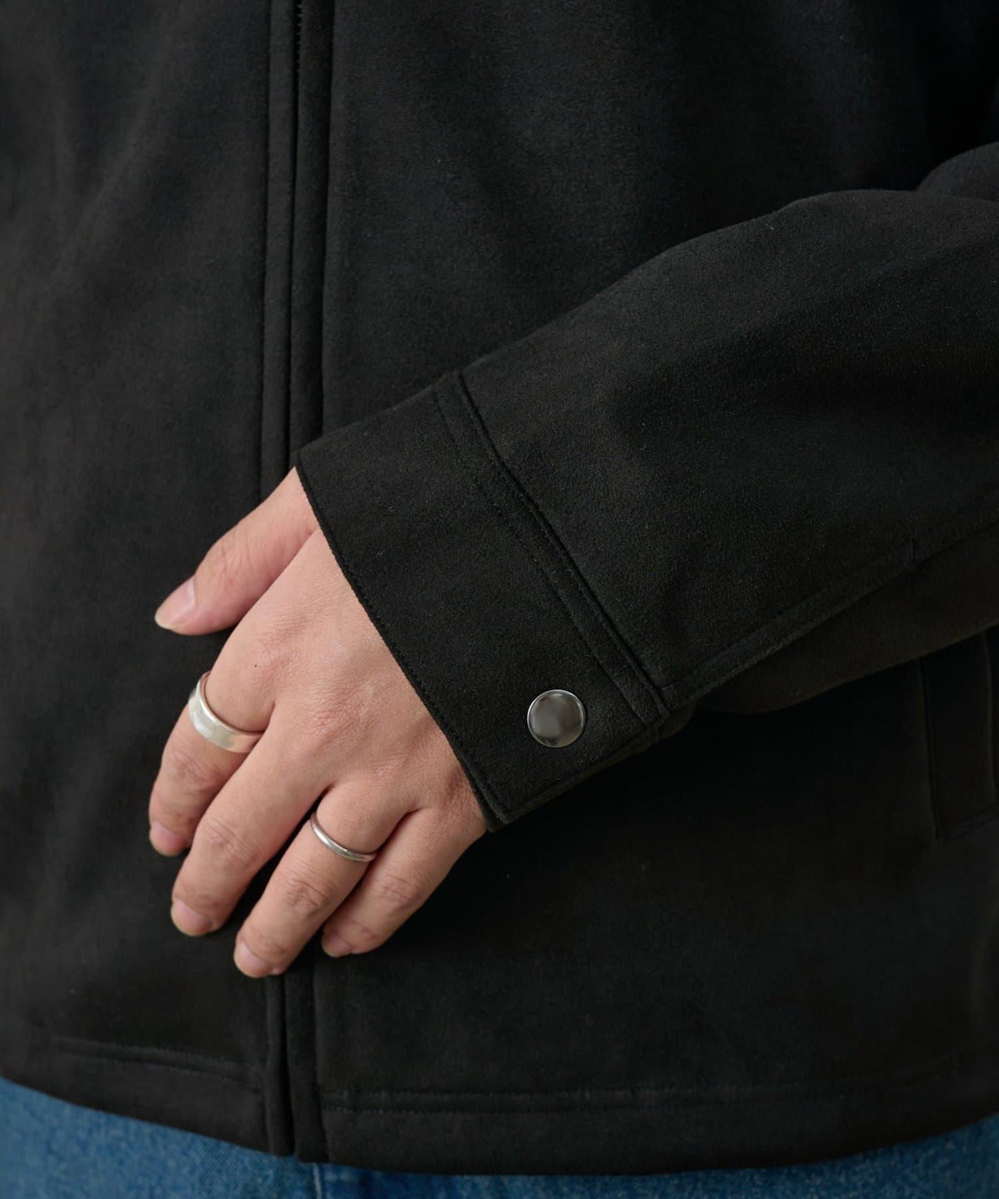 可成套搭配 合成麂皮 拉鍊襯衫夾克