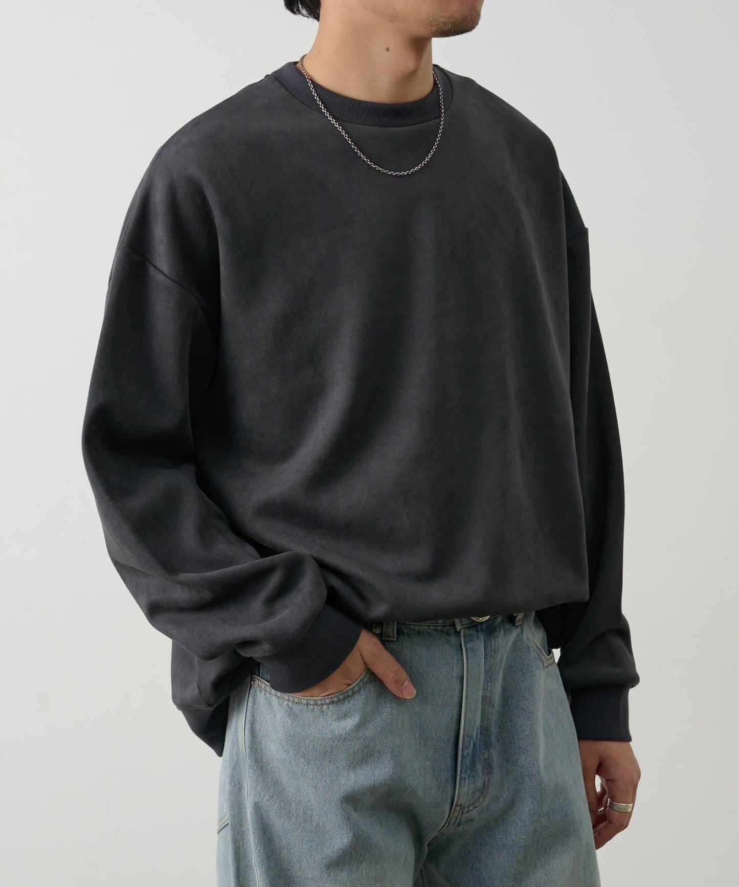 可成套搭配 合成麂皮 圓領 上衣