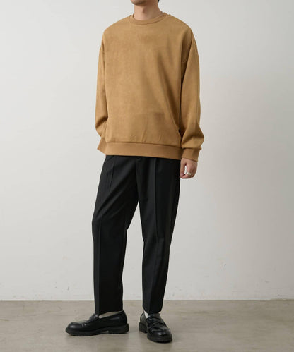 可成套搭配 合成麂皮 圓領 上衣