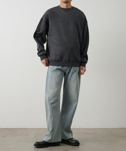 可成套搭配 合成麂皮 圓領 上衣