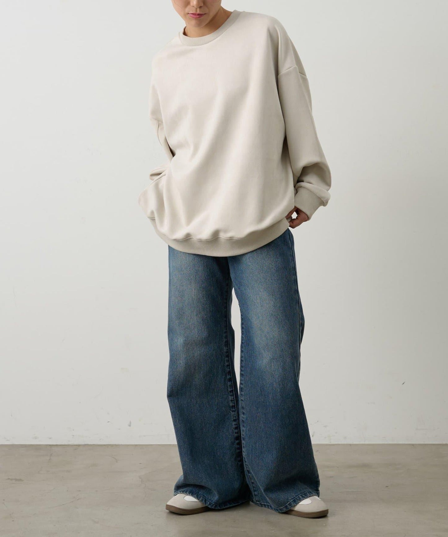 可成套搭配 合成麂皮 圓領 上衣