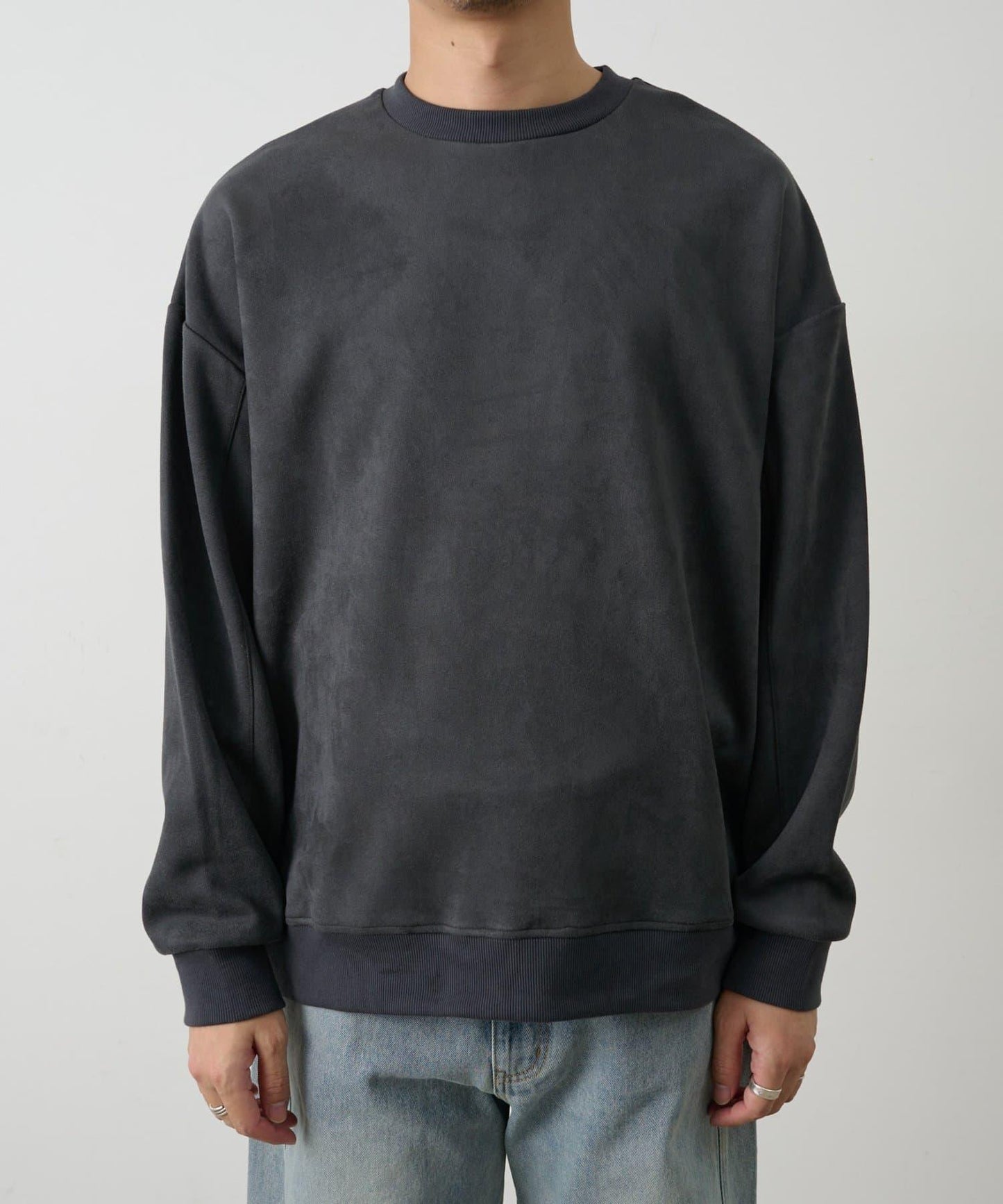 可成套搭配 合成麂皮 圓領 上衣