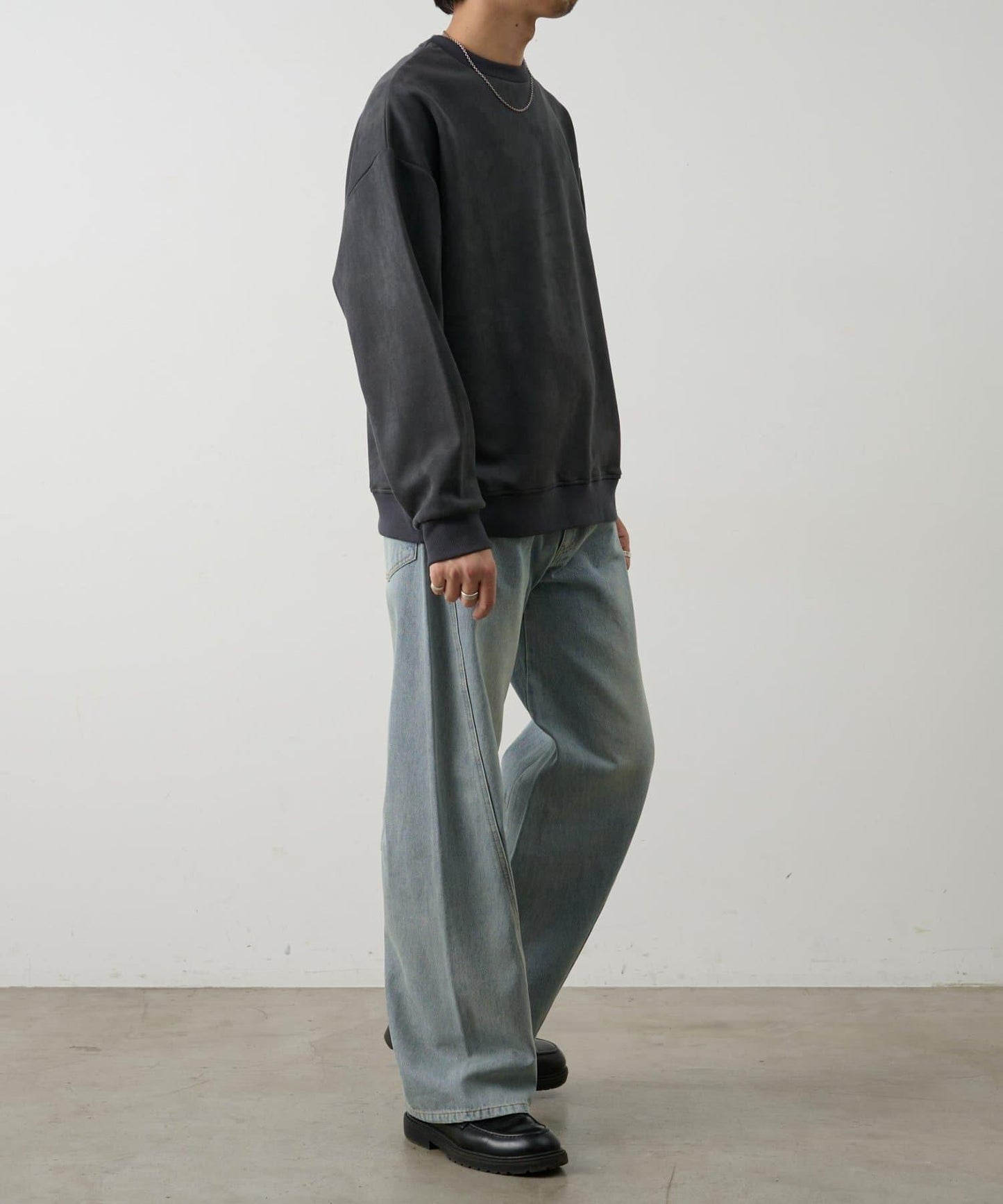 可成套搭配 合成麂皮 圓領 上衣