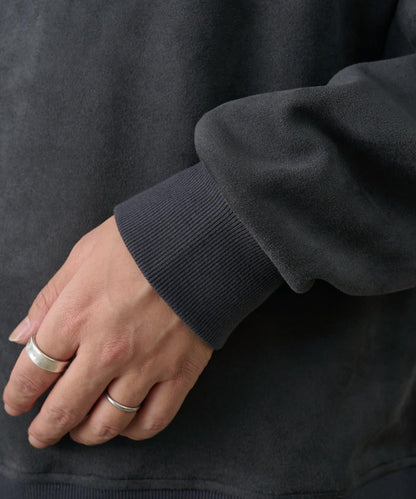 可成套搭配 合成麂皮 圓領 上衣