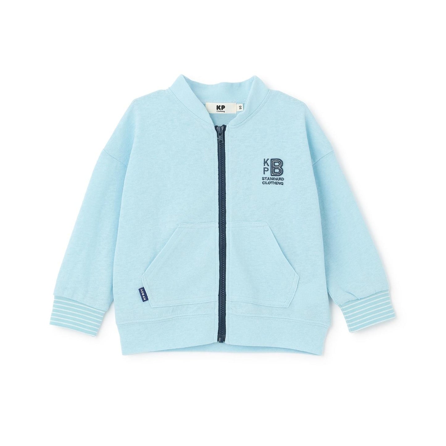 前拉鍊平紋針織開衫