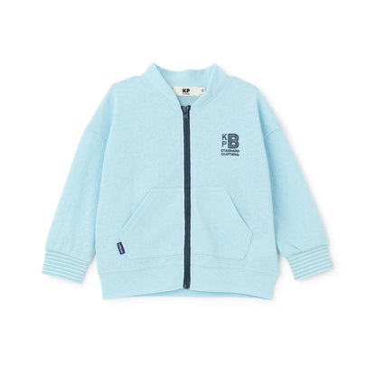 前拉鍊平紋針織開衫