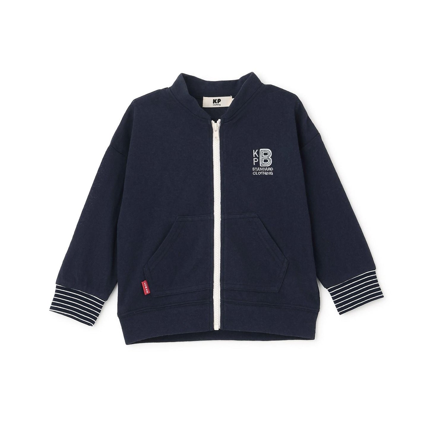 前拉鍊平紋針織開衫