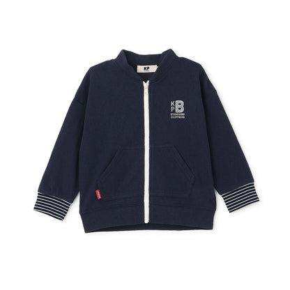 前拉鍊平紋針織開衫