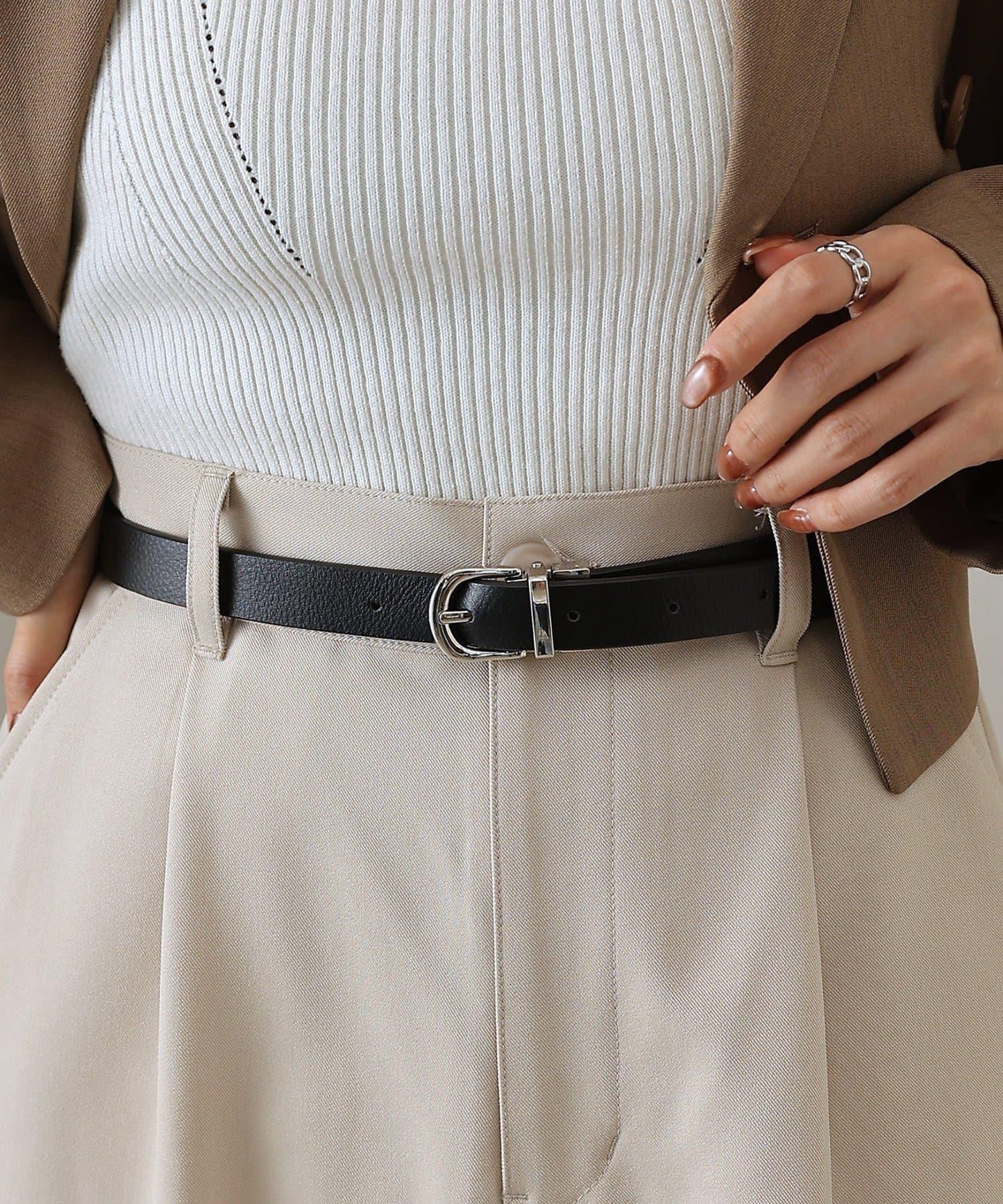 可翻轉扣頭皮革皮帶