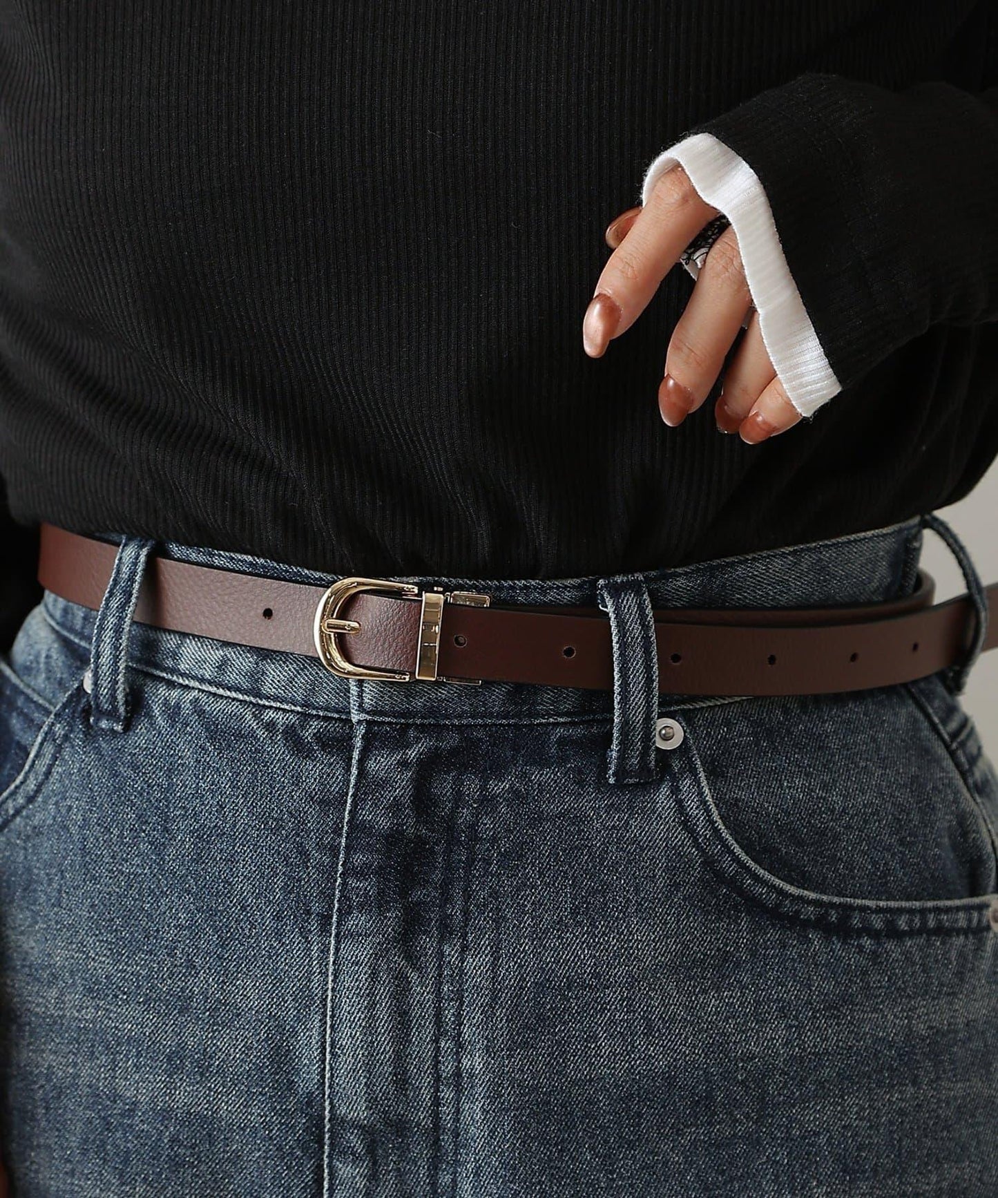 可翻轉扣頭皮革皮帶