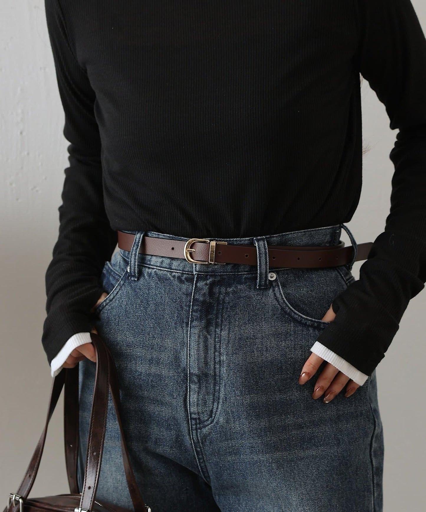 可翻轉扣頭皮革皮帶