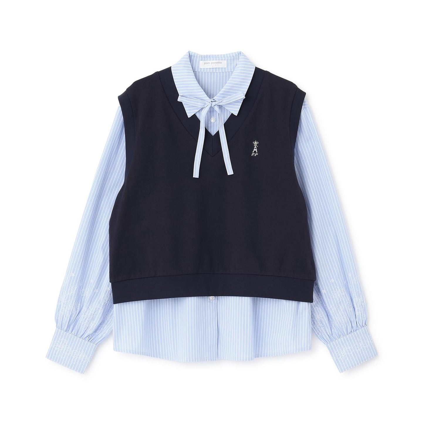 刺繡設計 針織背心與襯衫套裝