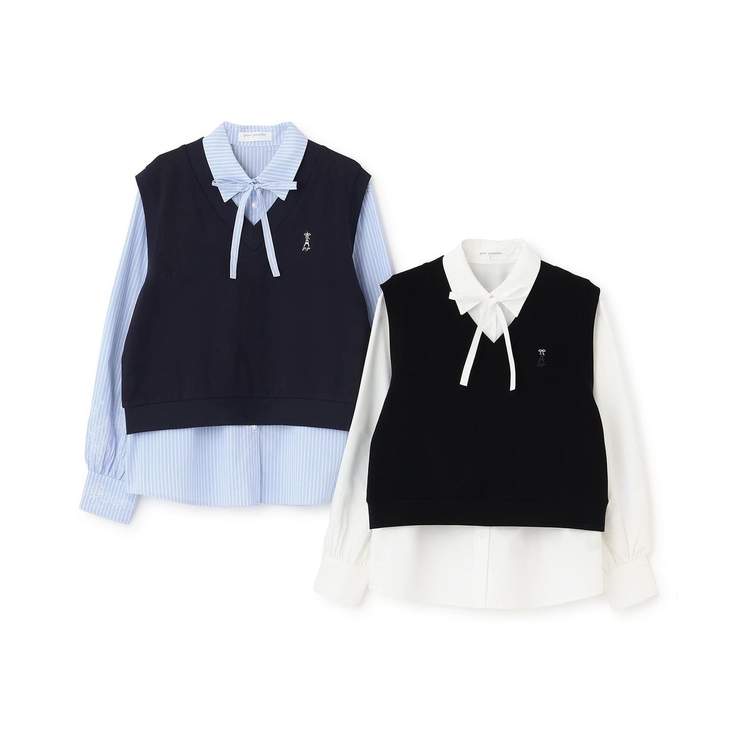 刺繡設計 針織背心與襯衫套裝