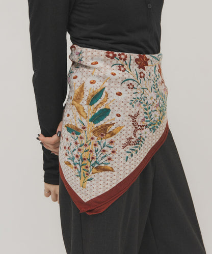 復古花卉圖案絲巾