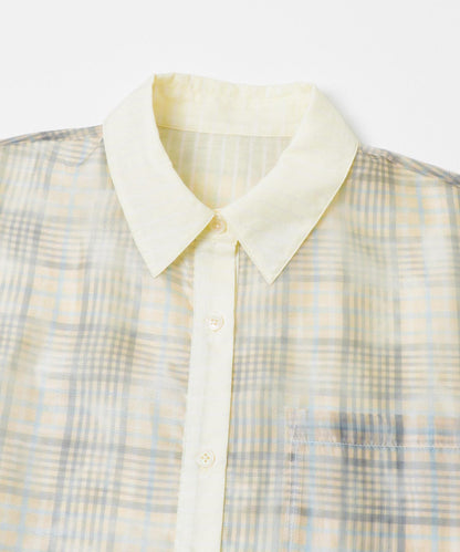 輕透格紋層疊設計襯衫