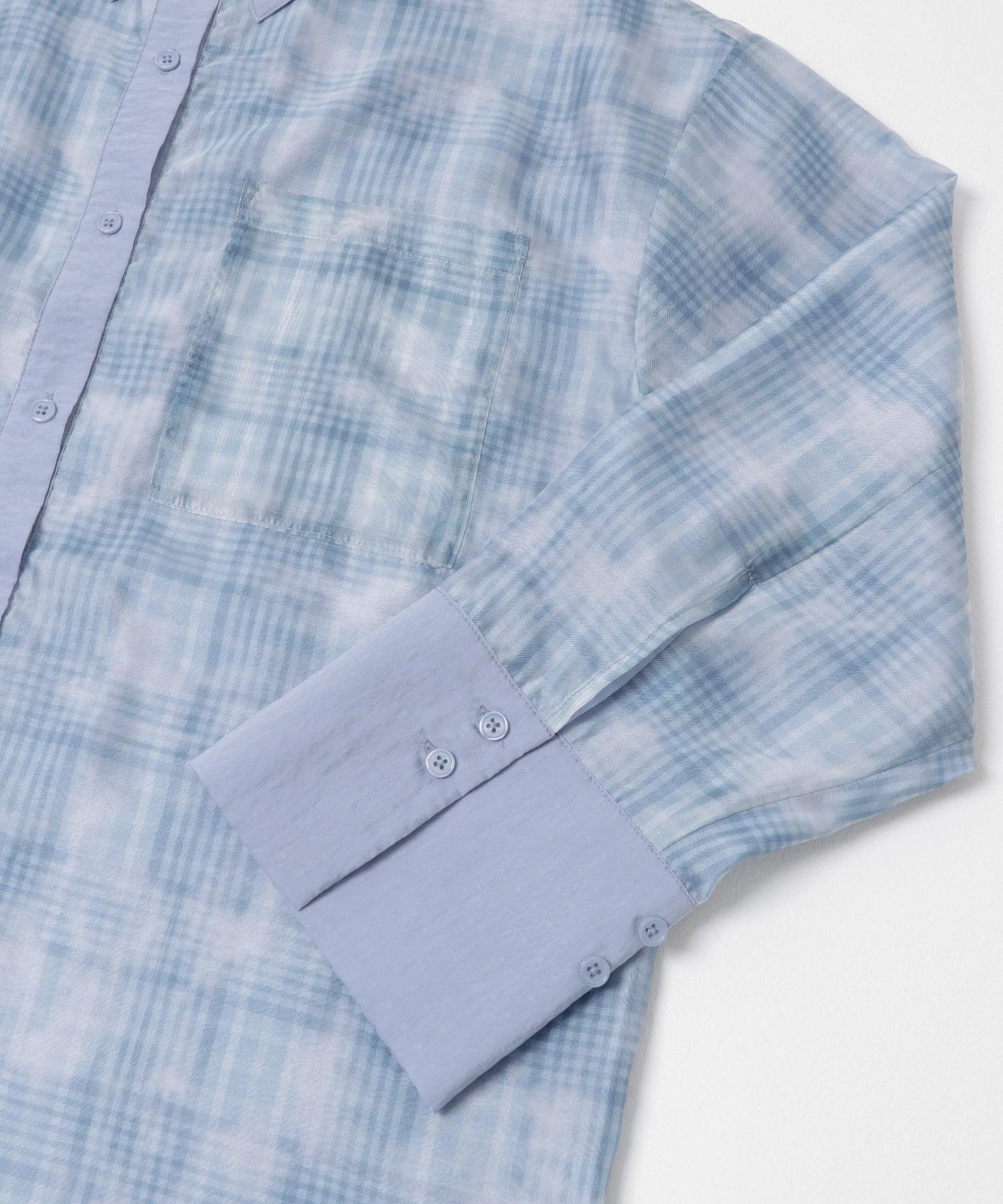 輕透格紋層疊設計襯衫