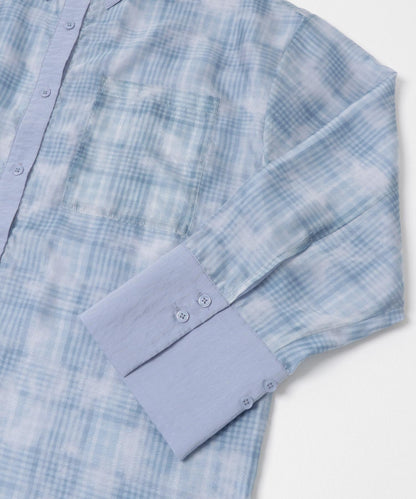 輕透格紋層疊設計襯衫