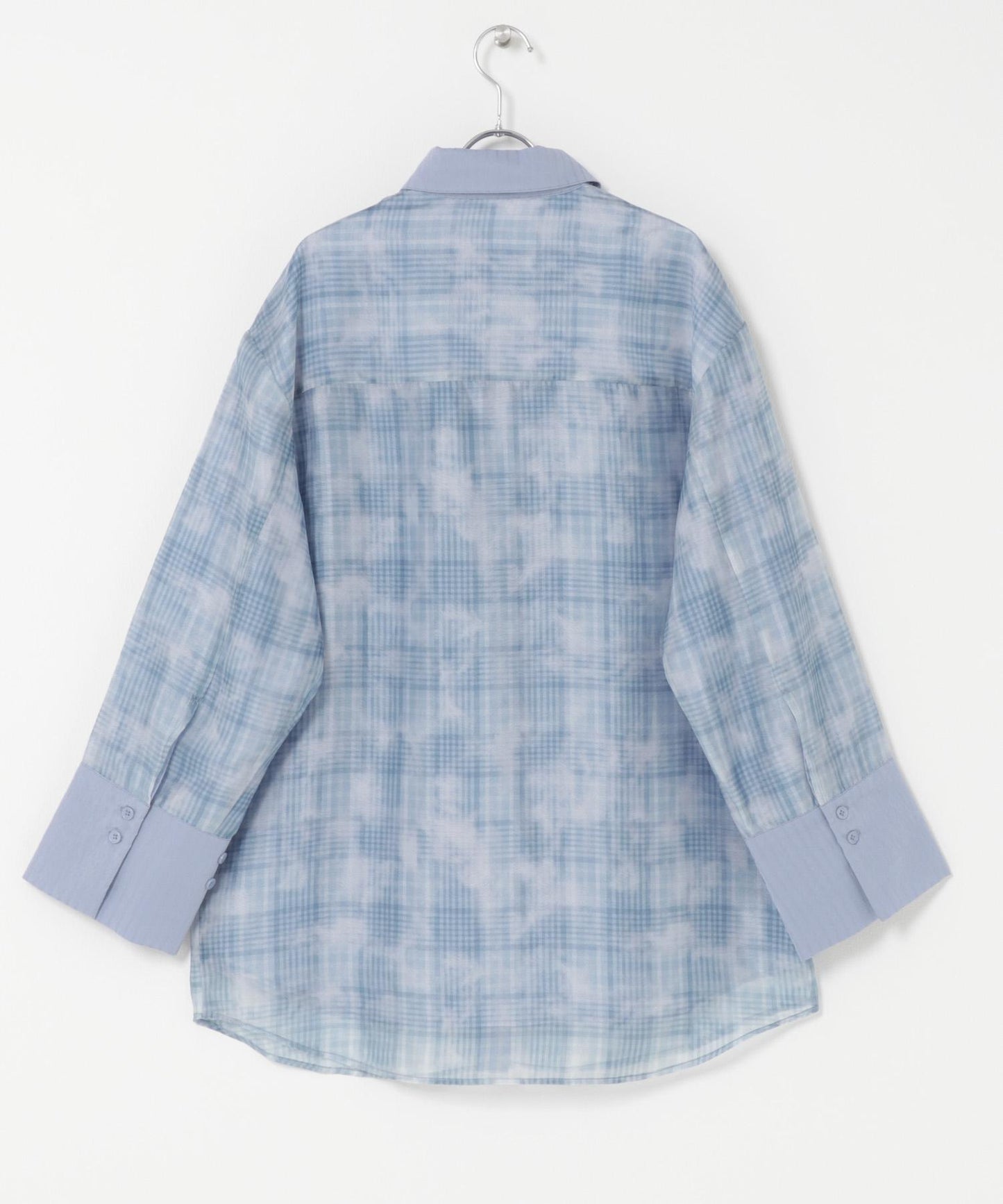 輕透格紋層疊設計襯衫