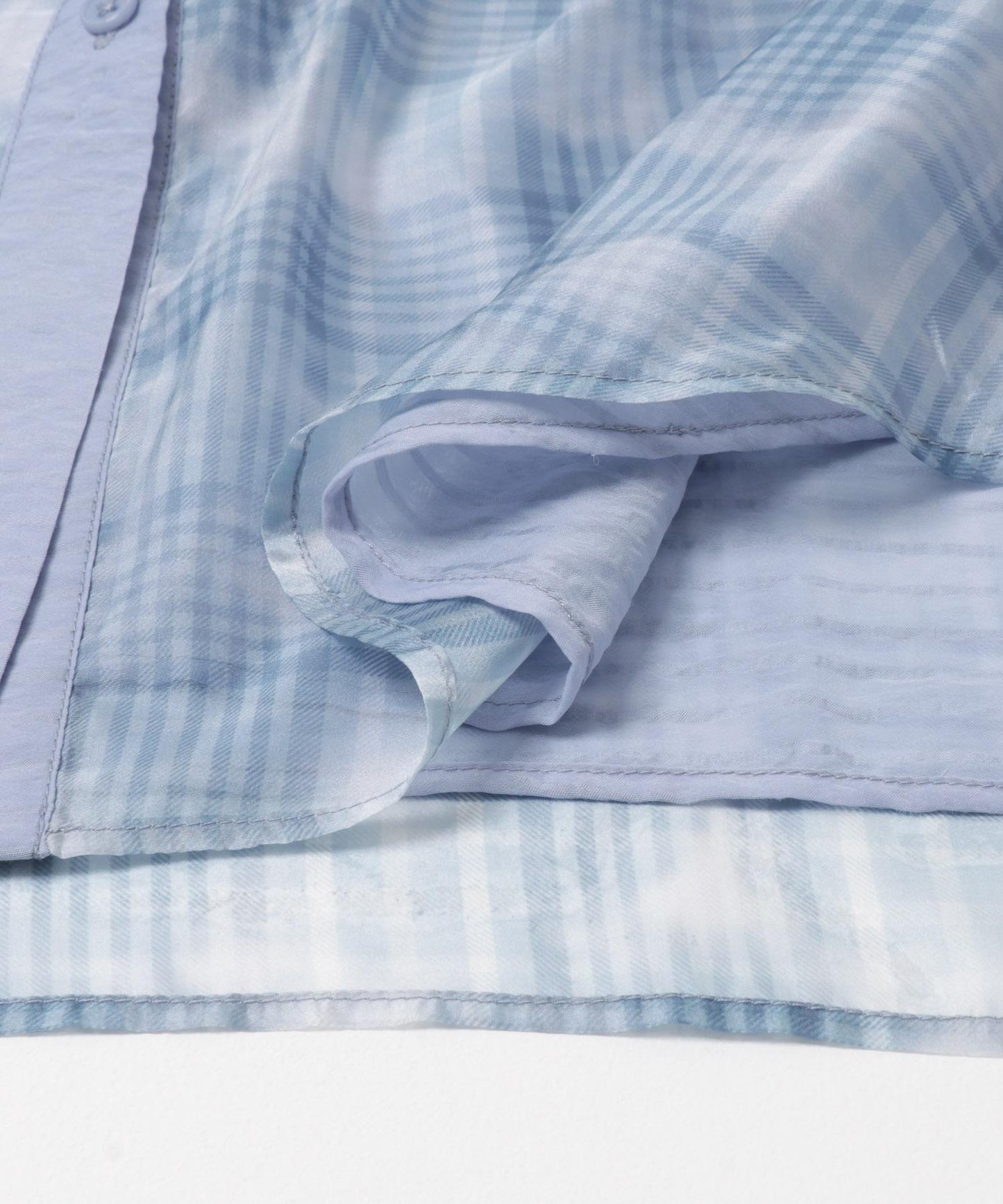 輕透格紋層疊設計襯衫