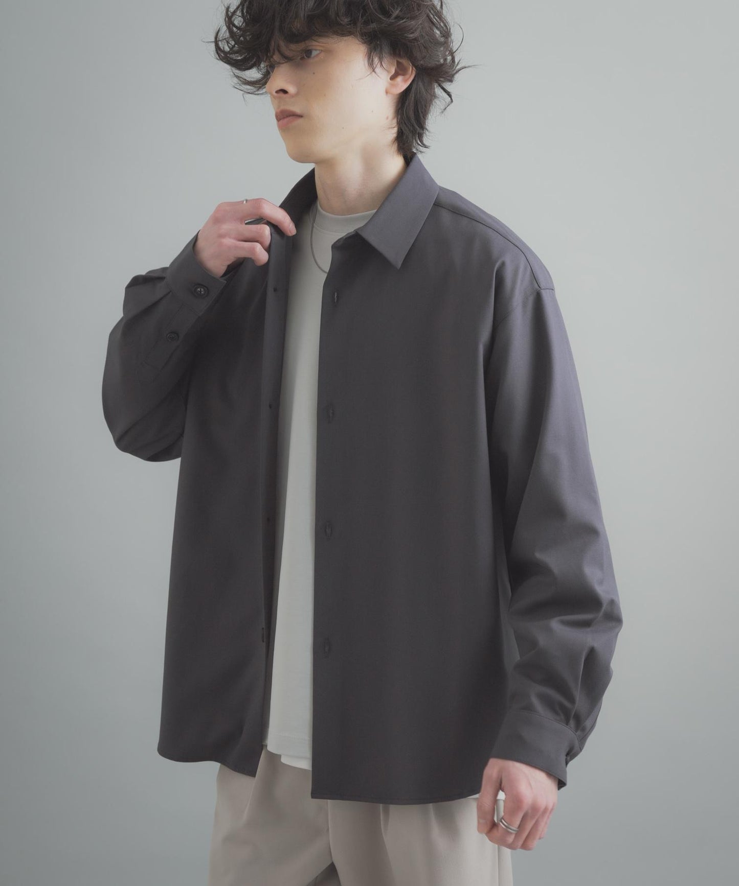 易打理 寬鬆 翻領 襯衫