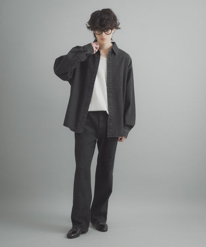 提花直筒牛仔褲