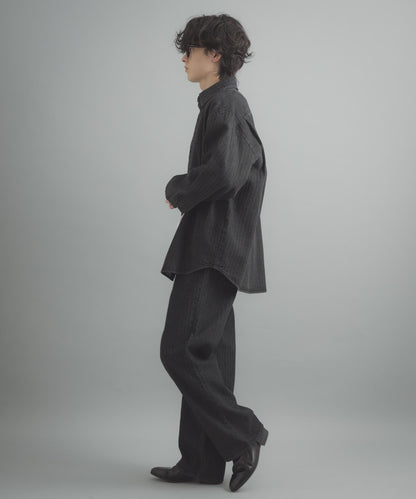 提花直筒牛仔褲