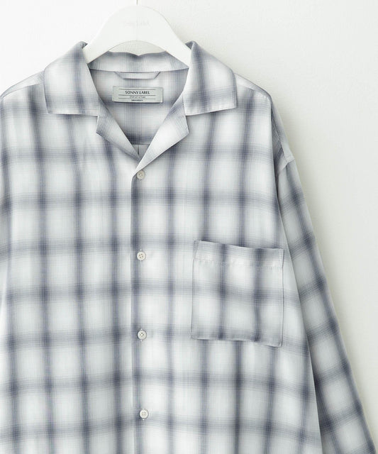 漸變格紋長袖襯衫