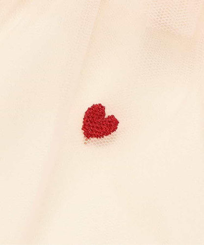 ハート総柄刺繍チュールスカート