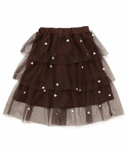 ハート総柄刺繍チュールスカート