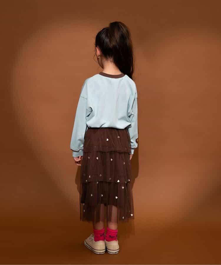 ハート総柄刺繍チュールスカート