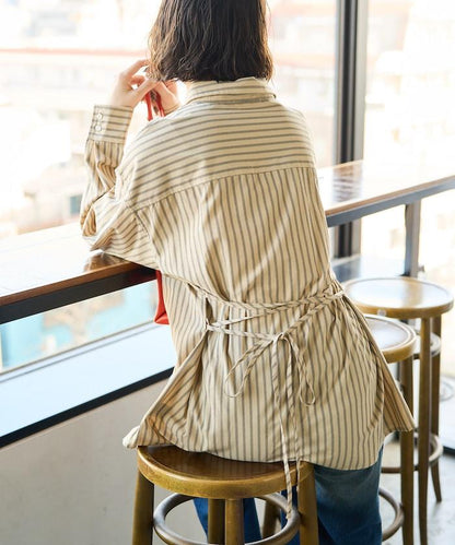 ストライプバックレースアップシャツ【限定展開】