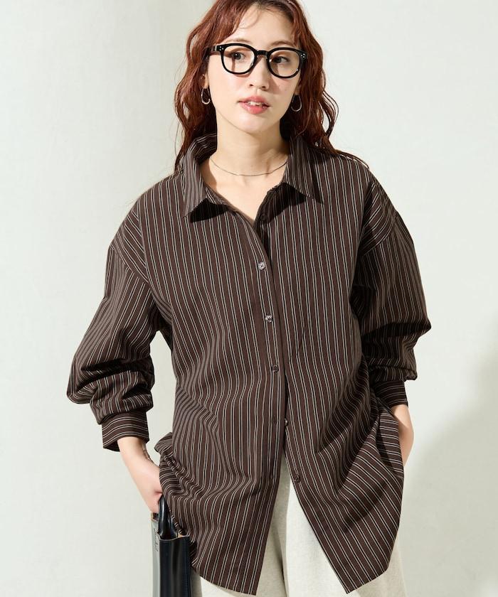 ストライプバックレースアップシャツ【限定展開】