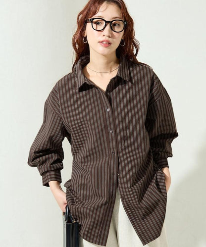 ストライプバックレースアップシャツ【限定展開】