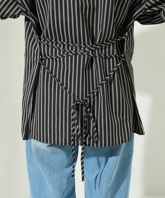 ストライプバックレースアップシャツ【限定展開】