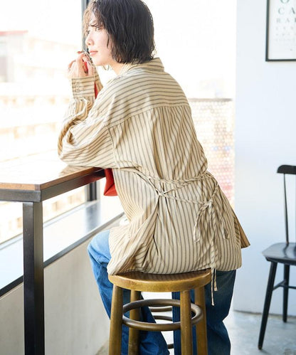 ストライプバックレースアップシャツ【限定展開】