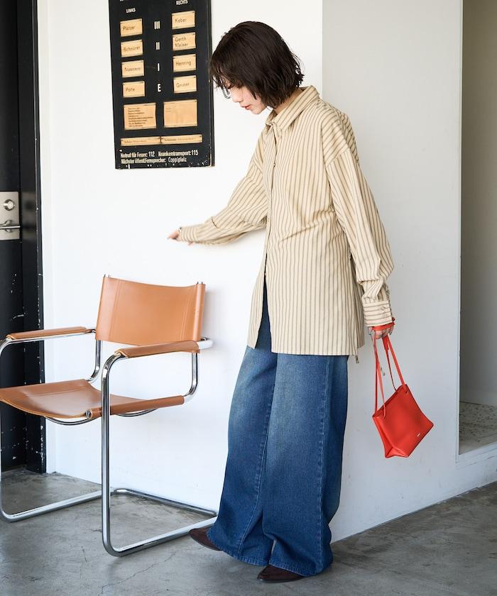 ストライプバックレースアップシャツ【限定展開】