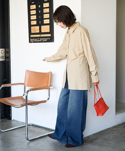 ストライプバックレースアップシャツ【限定展開】