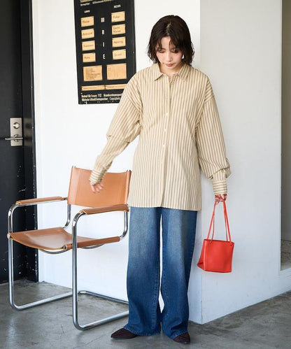 ストライプバックレースアップシャツ【限定展開】