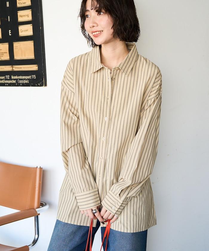 ストライプバックレースアップシャツ【限定展開】