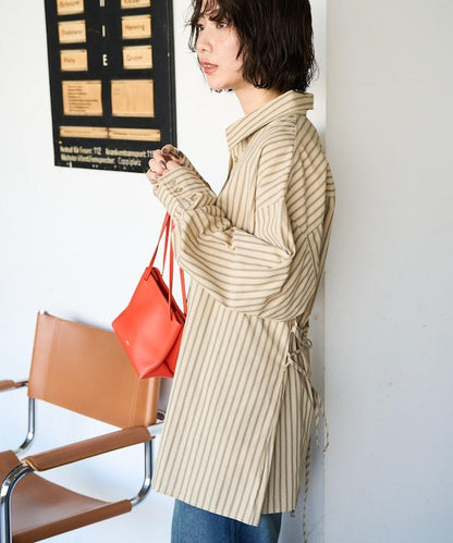 ストライプバックレースアップシャツ【限定展開】