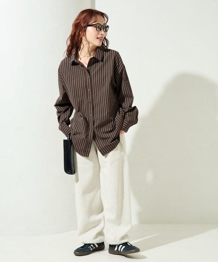 ストライプバックレースアップシャツ【限定展開】