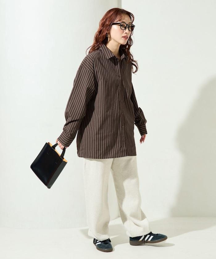 ストライプバックレースアップシャツ【限定展開】