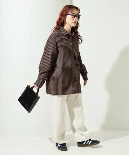 ストライプバックレースアップシャツ【限定展開】