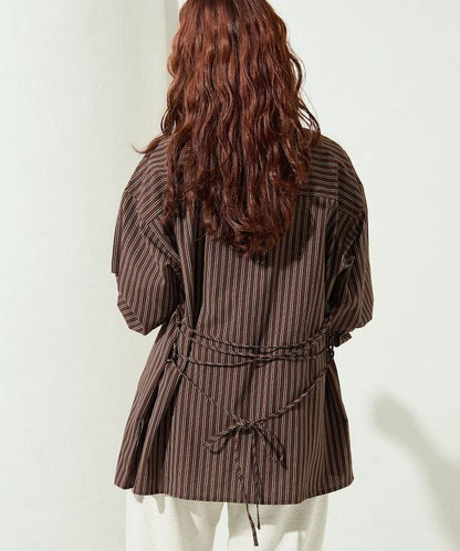 ストライプバックレースアップシャツ【限定展開】