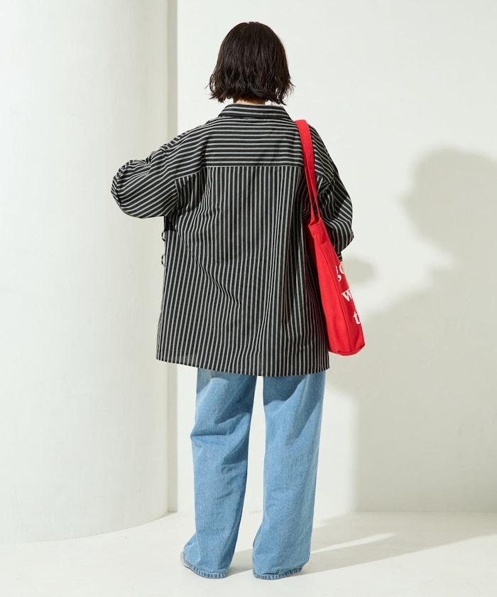 ストライプバックレースアップシャツ【限定展開】